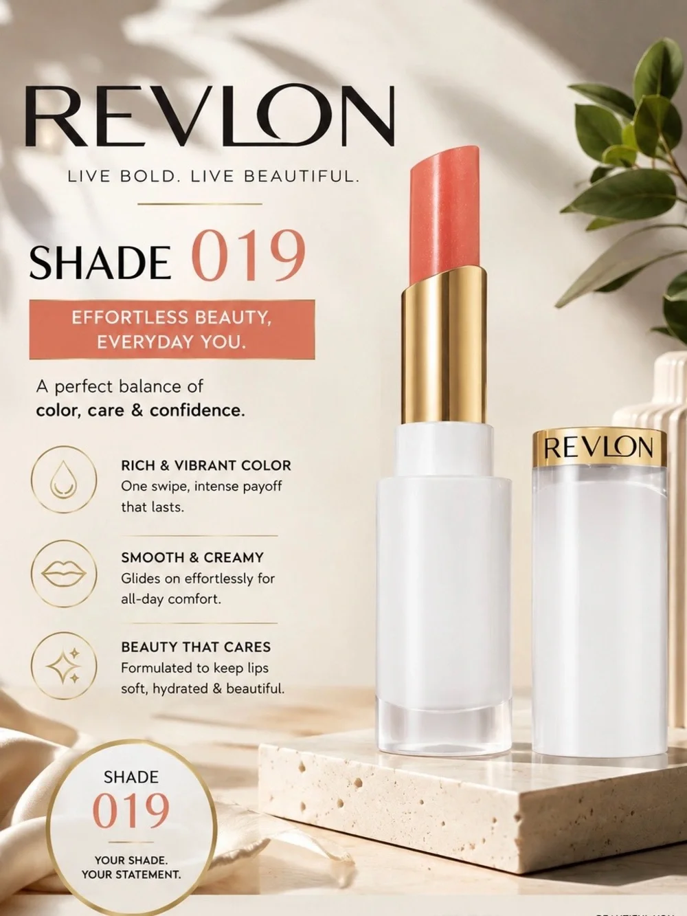 Revlon Lipstick Shade 019 - Coral Peach Pink
